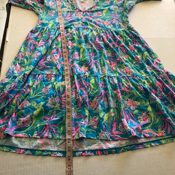 Lilly Pulitzer ALAINA Formentera Turquoise Keep On Beleafing Size M Blue Pink - Picture 12 of 14